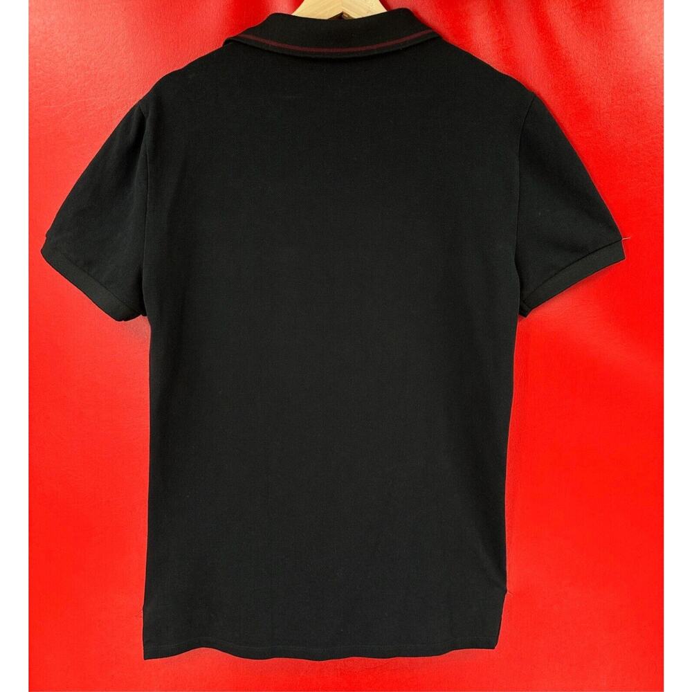 Burberry Chest Logo Atkins Black Pique Cotton Polo Shirt Dry Cleaned Slim Fit LG - Picture 4 of 13
